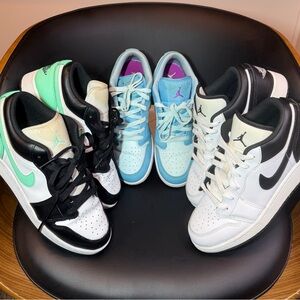 Set of 3 pairs of Nike Air Jordan 1 Low Sz 7Y